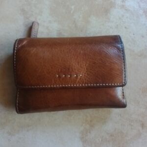 Vintage Fossil Distressed Brown Leather Bifold Wallet